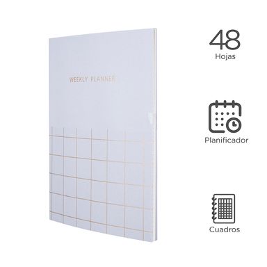 Cuaderno planificador de semana B5 gris 48 hojas -  Miniso