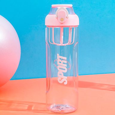 Tomatodo de plástico con anillo mezclador rosa 840 ml  -  Miniso