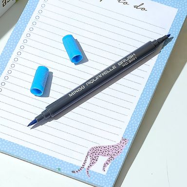 Plumón a base de agua doble punta azul -  Miniso