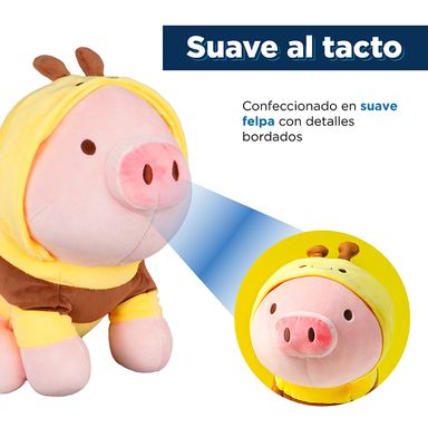 Peluche de cerdito sentado con capucha de abeja -  Miniso