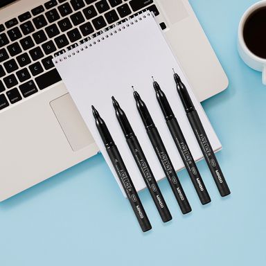 Set de lapiceros redondos de gel negro 5 pzas -  Miniso