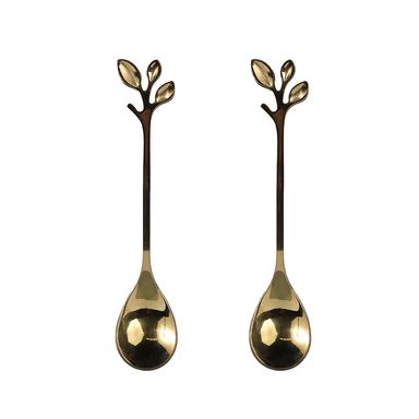 Cuchara de café en forma de hoja dorado x 1 pza - Miniso