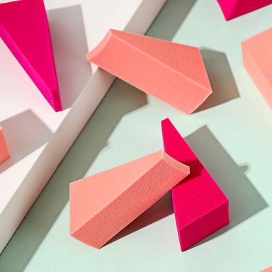 Esponja para maquillaje triangular morado y amarillo 20 pzas -  Miniso