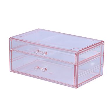 Organizador de plástico de dos capas para joyas con cajones rosa L -  Miniso