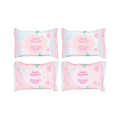 Toallas húmedas hidratantes de durazno para bebes vitamina 3 20 toallas x 4 paquetes -  Miniso