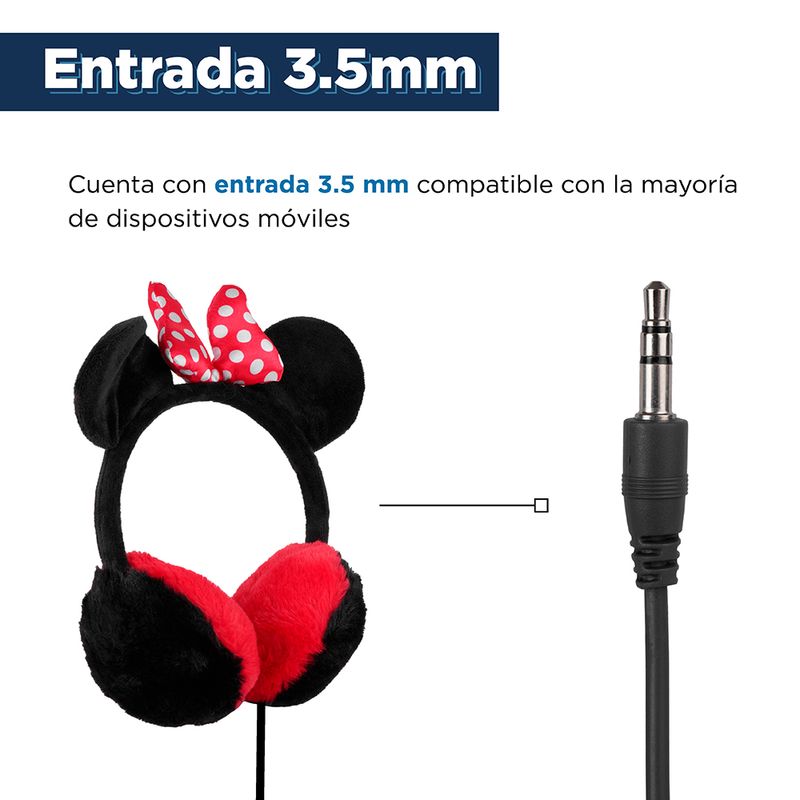 Miniso Audífonos De Diadema Con Cable Disney Minnie Mouse