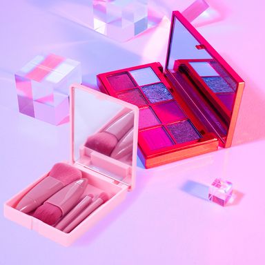 Set de brochas de maquillaje portátiles con caja de espejo 5 pzas -  Miniso