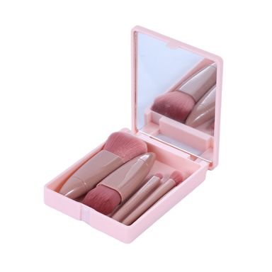 Set de brochas de maquillaje portátiles con caja de espejo 5 pzas -  Miniso