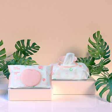 Toallas húmedas hidratantes de durazno para bebes vitamina 3 80 pzas -  Miniso