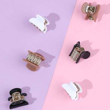 Pinza para cabello de garra color solido 2.5 cm 6pzs -  Miniso