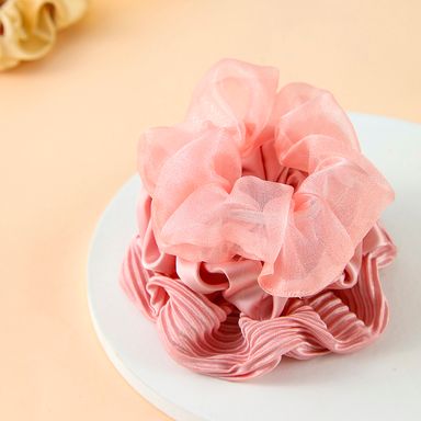 Paquete de ligas para el cabello grande pure color rosa 3pzas -  Miniso