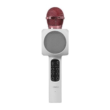 Micrófono de karaoke con parlante inalambrico con luces de colores modelo kg13 blanco -  Miniso