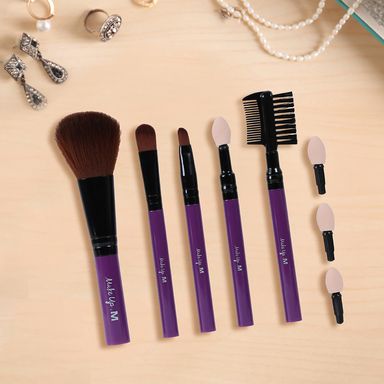 Set de brochas de maquillaje con puntas aplicadoras de sombras de ojo morado 5 pzas -  Miniso