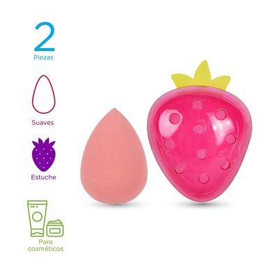 Esponja para maquillaje con estuche en forma de strawberry -  Miniso