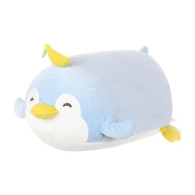 Peluche pinguino acostado con fruta plátano -  Miniso