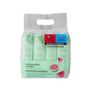 Toallitas húmedas con extracto de sandía (20 toallitas × 4 paquetes) -  Miniso