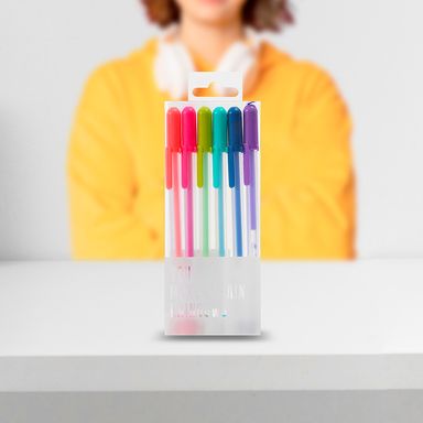 Lapiceros de gel pack x 6 surtido -  Miniso