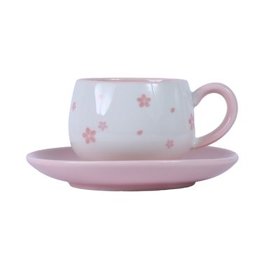 Taza de cerámica conejo al interior con plato 200 ml blanco rosa 14.3x14.3x7cm -  Miniso
