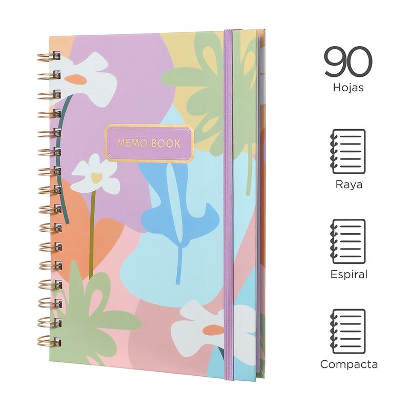 Libreta-con-espiral-A6-dazzling-world-banda-morada-90-hojas-Miniso-3-6890