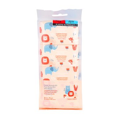 Paquete de toallas húmedas forest family pure water soft skin super mini 8 pack  -  Miniso