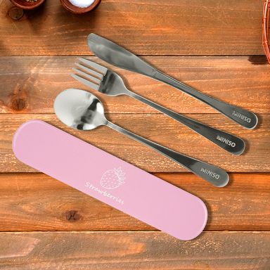 Kit de cubiertos fruit series de fresa 4 pzas -  Miniso