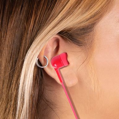 Audífono de cable con estuche en forma de cápsula rojo colorful -  Miniso