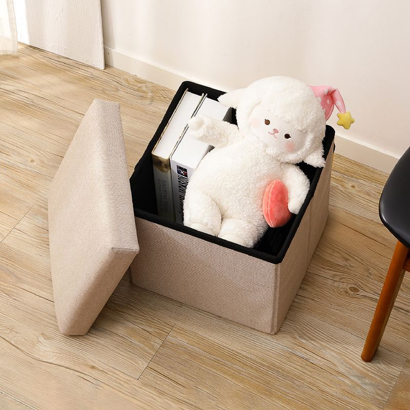 Taburete-de-almacenamiento-cuadrado-de-lino-khaki-30-cm-Miniso-2-6284