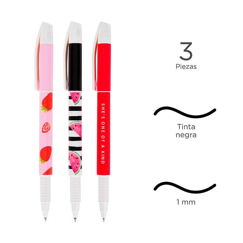 Lapicero-con-tapa-1-0mm-tinta-negra-3-pzas-fruit-series-Energy-Of-Fruits-3-4287