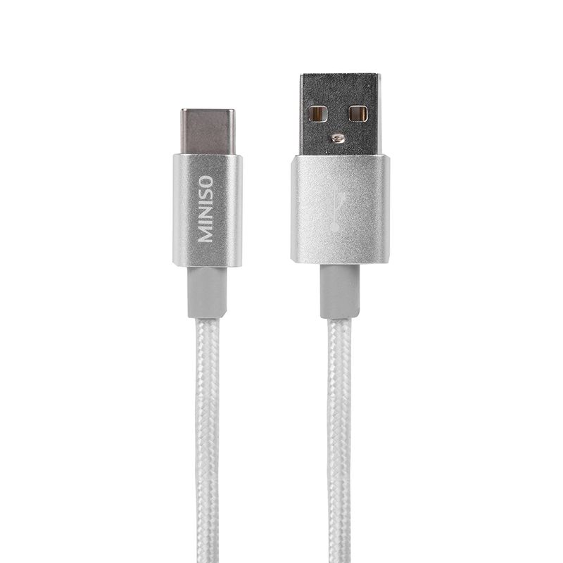 Cable-de-datos-tipo-c-trenzado-carcasa-de-aluminio-2m-3a-plateado-Miniso-1-3557