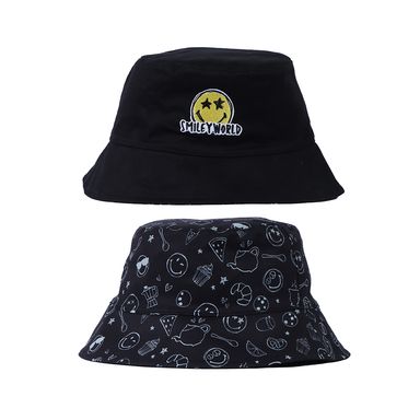 Sombrero de cubo de doble cara smiley world collection negro -  Miniso