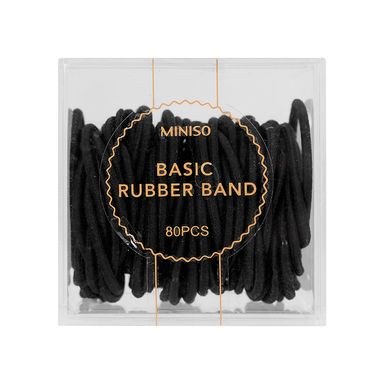 Paquete de ligas para el cabello basicas en caja de círculo pequeño negro 80 pzs - Miniso