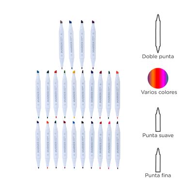 Plumón juego de marcadores de doble cabeza lavable 24 colores -  Miniso