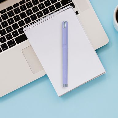 Lapicero morado de gel de barril grueso (0.38 mm, tinta negra) (barril púrpura) - Miniso