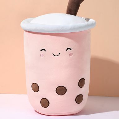 Peluche de little bear milk tea con popote rosa beverage series - Miniso