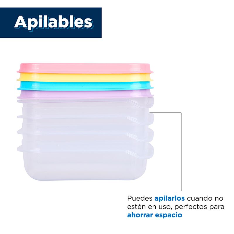 Taper de plástico color mixto 650ml 3 pzas - Miniso