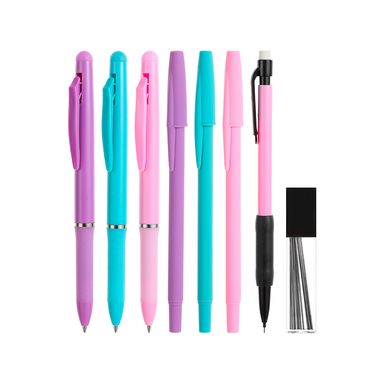 Set de 6 lapiceros y 1 lápiz colores macaron -  Miniso