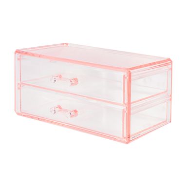 Organizador de plastico de dos capas para joyas con cajones rosa S -  Miniso