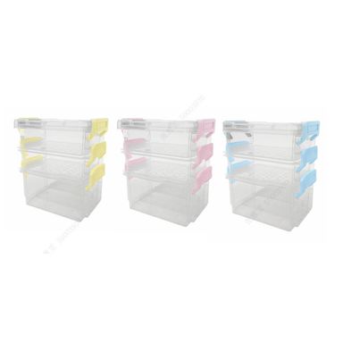 Caja de almacenamiento de 3 niveles de la serie summer con asas L 12.2x8x14.5cm -  Miniso