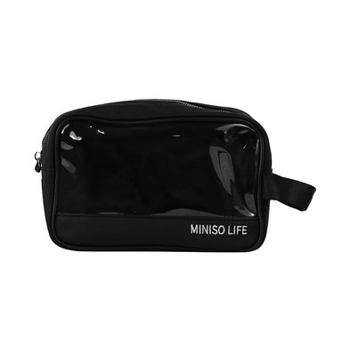 Cosmetiquera rectangular portatil con liston miniso negro -  Miniso
