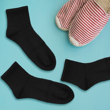 Paquete de medias atleticos para hombre transpirables negros 3 pzs - Miniso