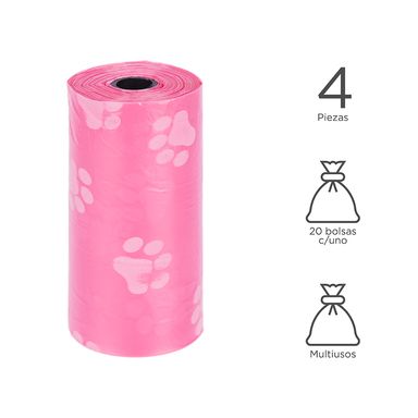 Bolsas para desechos de mascota degradables pet series 2.0 rosa 4*20 pzas  - Miniso