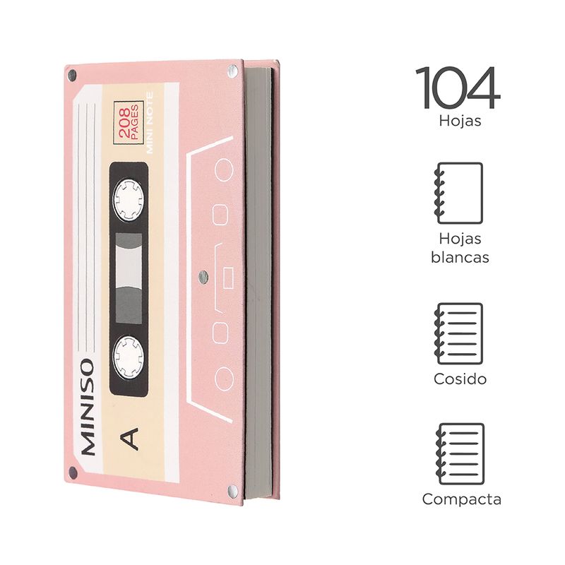 Libreta-con-dise-o-de-cassette-104-hojas-rosa-Miniso-3-6828
