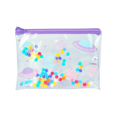 Lapicera de plástico transparente pvc pom pom 24x16.5cm illusion collection -  Miniso