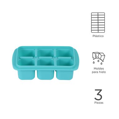 Bandeja para cubo de hielo rainbow 6 cubos 3 pzas -  Miniso
