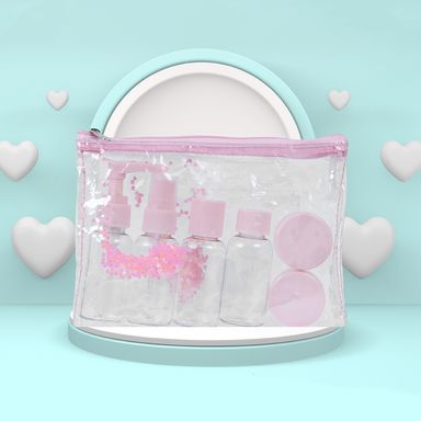 Juego de botellas de viaje rosa sparkling star series 6 piezas  -  Miniso