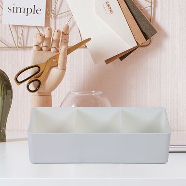 Organizador de plastico de 3 compartimentos blanco 24.3x9.3x6.4cm - Miniso