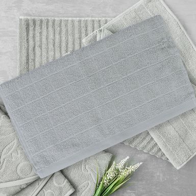 Toalla de algodón mediana cuadros gris -  Miniso