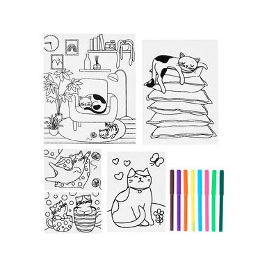 Set para jugar velvet con ocho plumones gato de casa -  Miniso