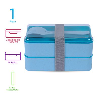 Taper para lunch de doble capa azul 1000 ml - Miniso