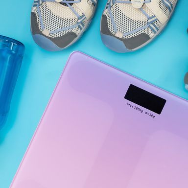 Balanza de cristal templado peso corporal rosa 26cm (degradado morado) -  Miniso